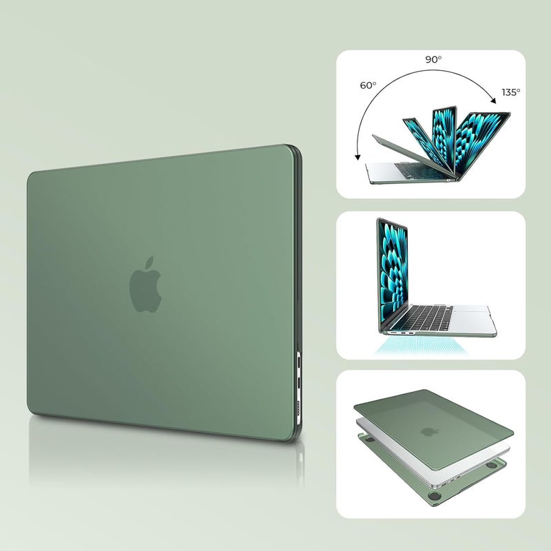 Eoocoo Compatible with MacBook Air 13 inch Case 2026 2025-2022 M4 M3 M2 Model A3240 A3113 A2681, Mac Air 13.6 inch Frost Hard Shell & Keyboard Cover & Screen Film & Type-C, Matte Midnight Green - Image 3